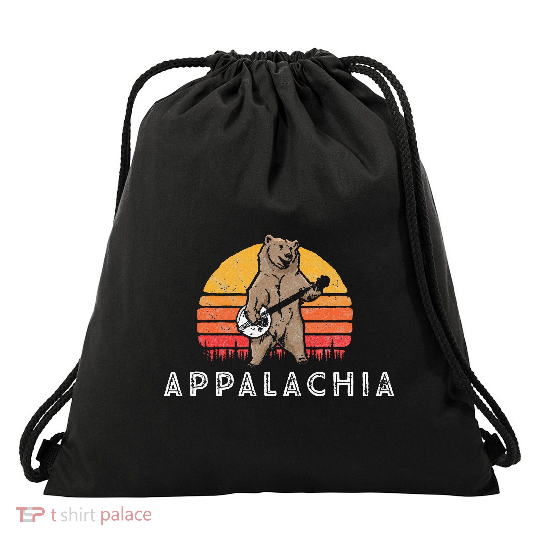 Appalachia Bluegrass Banjo Bear Drawstring Bag