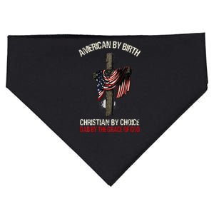 American By Birth Christian By Choice Dad By The Grace USA-Made Doggie Bandana