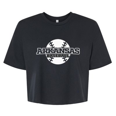 Arkansas Baseball Block Font Bella+Canvas Jersey Crop Tee