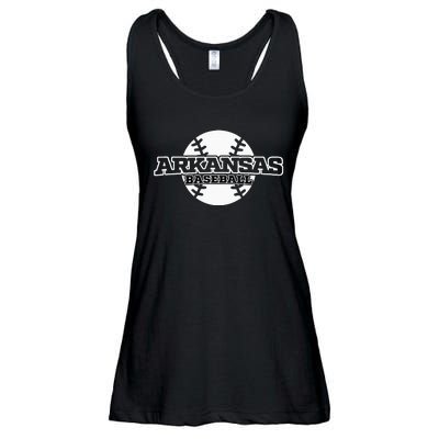 Arkansas Baseball Block Font Ladies Essential Flowy Tank