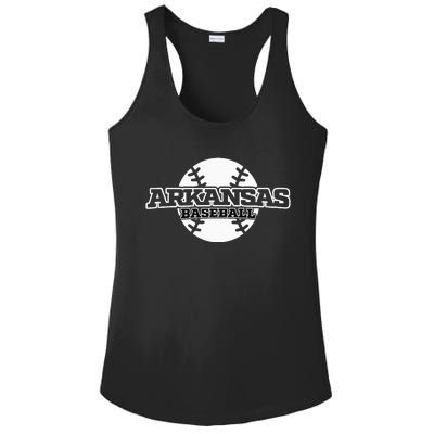 Arkansas Baseball Block Font Ladies PosiCharge Competitor Racerback Tank