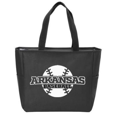 Arkansas Baseball Block Font Zip Tote Bag