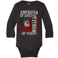 American By birth Veteran By Choice 4th of July Flag Vintage Baby Long Sleeve Bodysuit