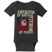 American By birth Veteran By Choice 4th of July Flag Vintage Baby Bodysuit