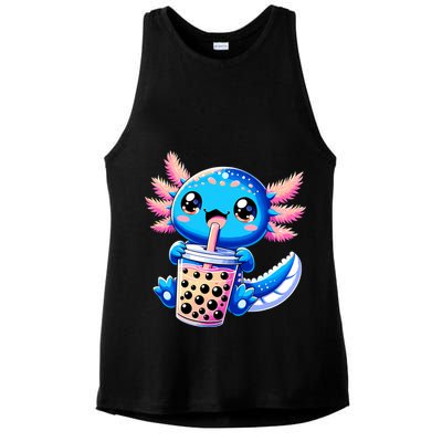 Axolotl Bubble Boba Tea Anime Cute Kawaii Blue Axolotl Ladies PosiCharge Tri-Blend Wicking Tank