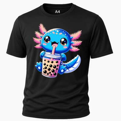 Axolotl Bubble Boba Tea Anime Cute Kawaii Blue Axolotl Cooling Performance Crew T-Shirt