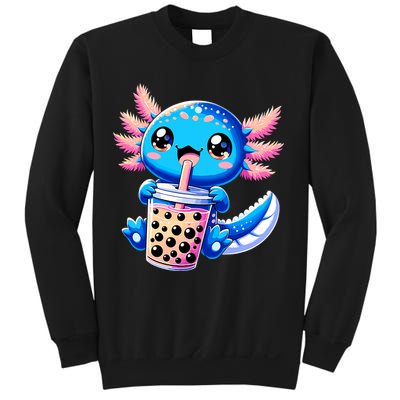 Axolotl Bubble Boba Tea Anime Cute Kawaii Blue Axolotl Sweatshirt