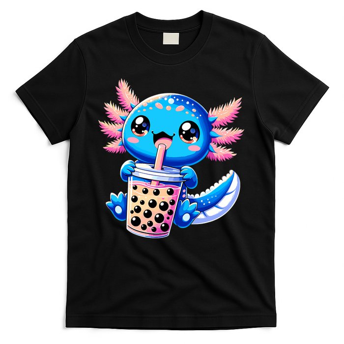 Axolotl Bubble Boba Tea Anime Cute Kawaii Blue Axolotl T-Shirt