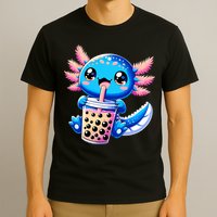 Axolotl Bubble Boba Tea Anime Cute Kawaii Blue Axolotl T-Shirt