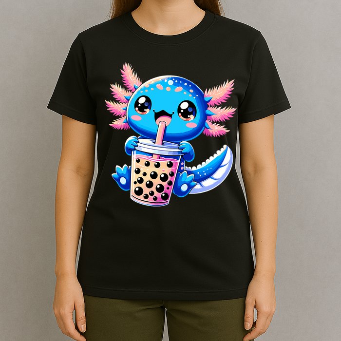 Axolotl Bubble Boba Tea Anime Cute Kawaii Blue Axolotl T-Shirt
