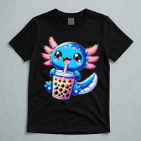 Axolotl Bubble Boba Tea Anime Cute Kawaii Blue Axolotl T-Shirt