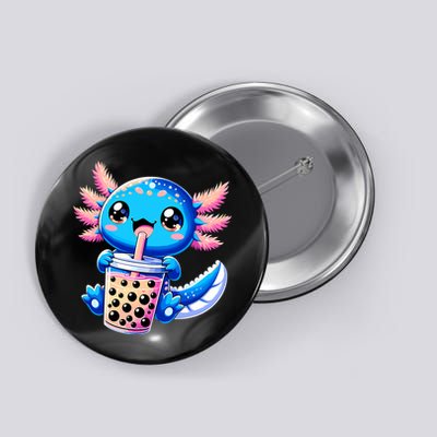 Axolotl Bubble Boba Tea Anime Cute Kawaii Blue Axolotl Button