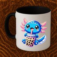 Axolotl Bubble Boba Tea Anime Cute Kawaii Blue Axolotl Mug
