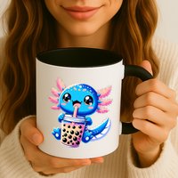 Axolotl Bubble Boba Tea Anime Cute Kawaii Blue Axolotl Mug