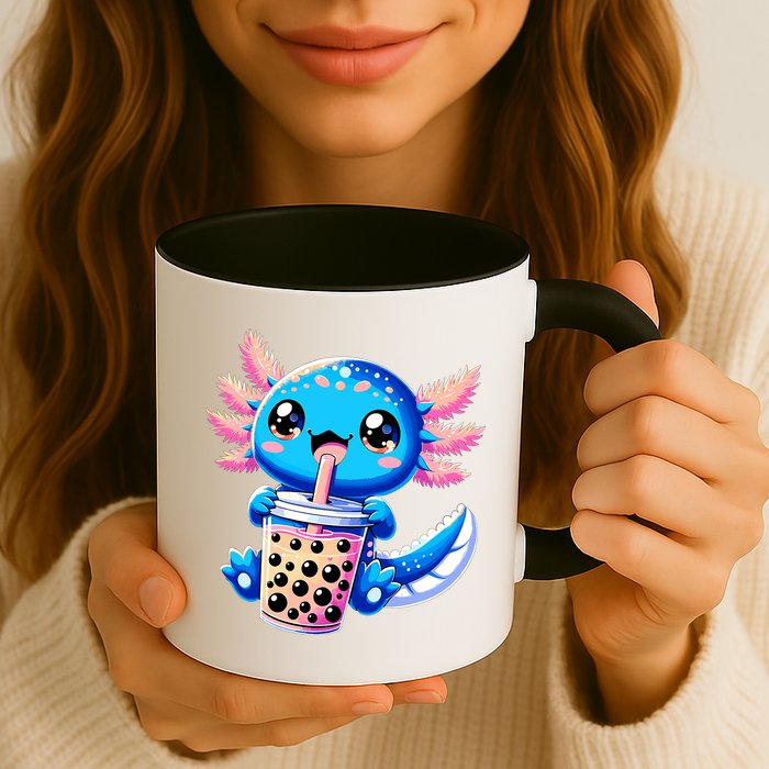 Axolotl Bubble Boba Tea Anime Cute Kawaii Blue Axolotl Mug