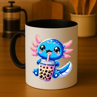Axolotl Bubble Boba Tea Anime Cute Kawaii Blue Axolotl Mug