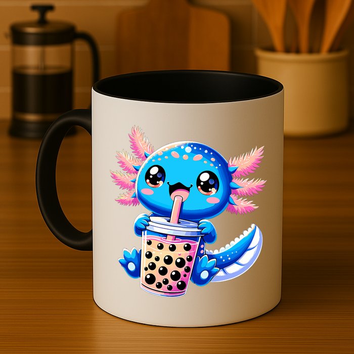 Axolotl Bubble Boba Tea Anime Cute Kawaii Blue Axolotl Mug