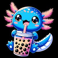 Axolotl Bubble Boba Tea Anime Cute Kawaii Blue Axolotl Mug