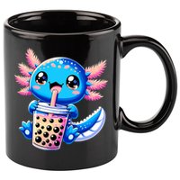 Axolotl Bubble Boba Tea Anime Cute Kawaii Blue Axolotl 11oz C Handle Ceramic Mug