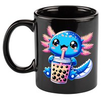 Axolotl Bubble Boba Tea Anime Cute Kawaii Blue Axolotl 11oz C Handle Ceramic Mug