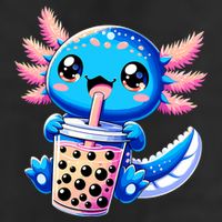 Axolotl Bubble Boba Tea Anime Cute Kawaii Blue Axolotl 11oz C Handle Ceramic Mug