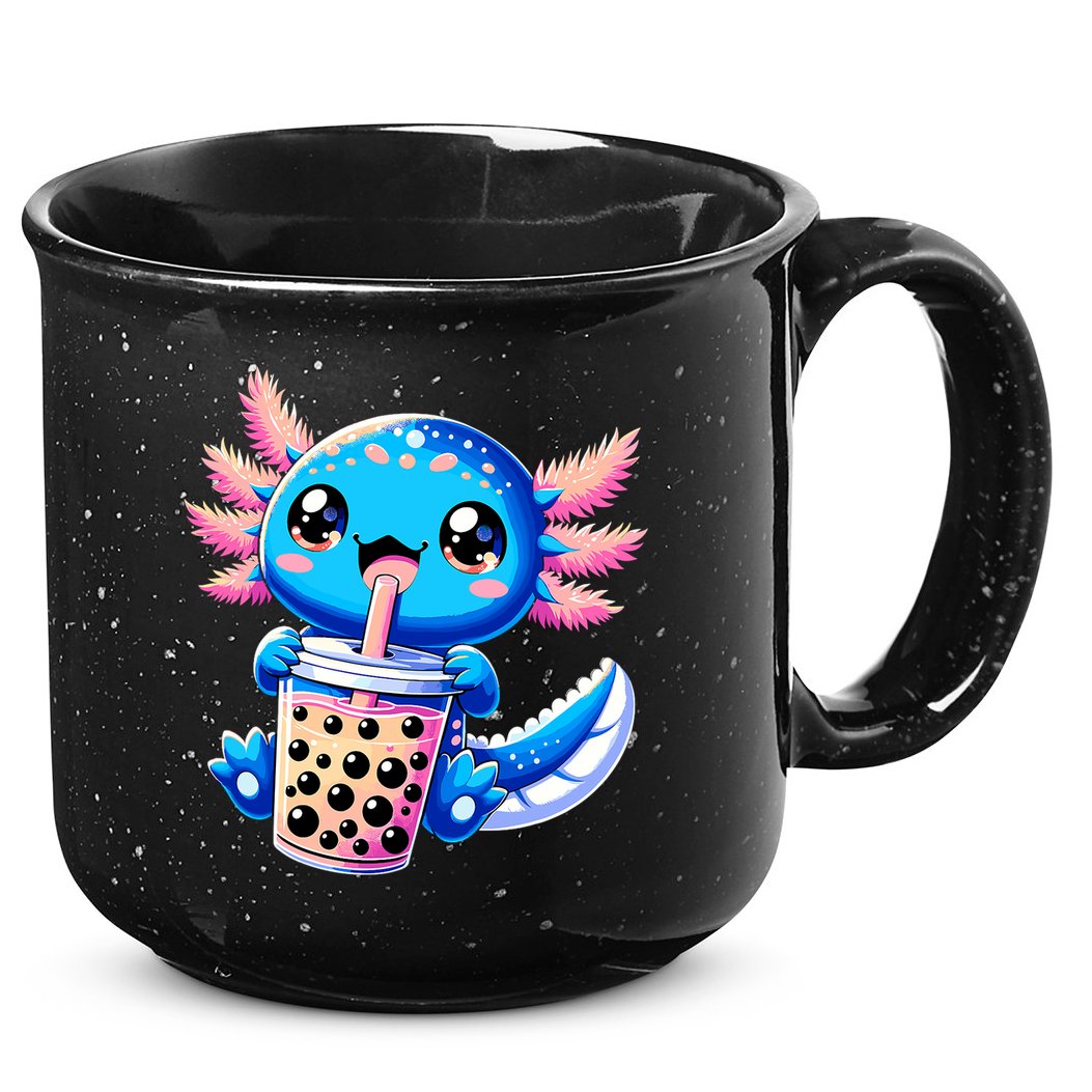 Axolotl Bubble Boba Tea Anime Cute Kawaii Blue Axolotl 15oz Campfire Ceramic Mug