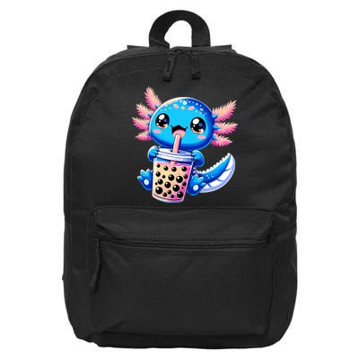 Axolotl Bubble Boba Tea Anime Cute Kawaii Blue Axolotl 16 in Basic Backpack