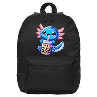 Axolotl Bubble Boba Tea Anime Cute Kawaii Blue Axolotl 16 in Basic Backpack