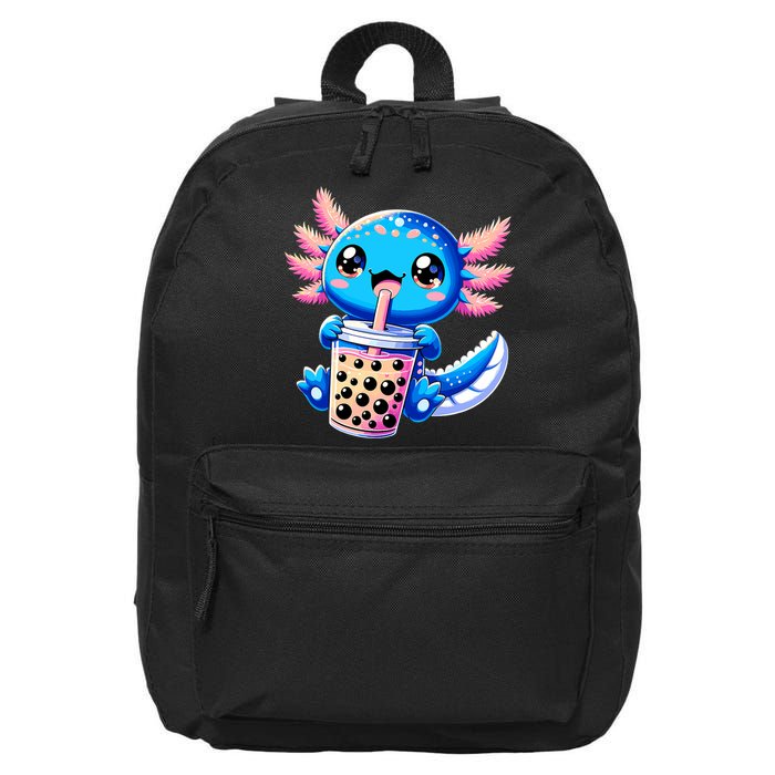 Axolotl Bubble Boba Tea Anime Cute Kawaii Blue Axolotl 16 in Basic Backpack