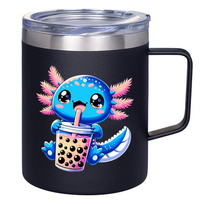 Axolotl Bubble Boba Tea Anime Cute Kawaii Blue Axolotl 12oz Stainless Steel Coffee Mug