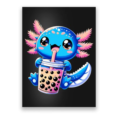 Axolotl Bubble Boba Tea Anime Cute Kawaii Blue Axolotl Poster