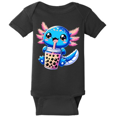 Axolotl Bubble Boba Tea Anime Cute Kawaii Blue Axolotl Baby Bodysuit
