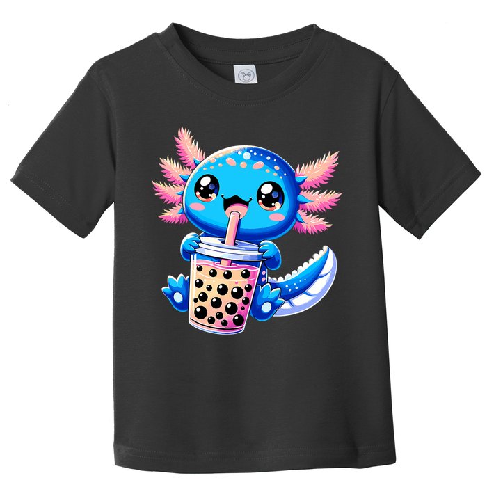 Axolotl Bubble Boba Tea Anime Cute Kawaii Blue Axolotl Toddler T-Shirt