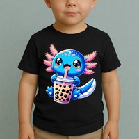Axolotl Bubble Boba Tea Anime Cute Kawaii Blue Axolotl Toddler T-Shirt