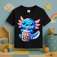 Axolotl Bubble Boba Tea Anime Cute Kawaii Blue Axolotl Toddler T-Shirt