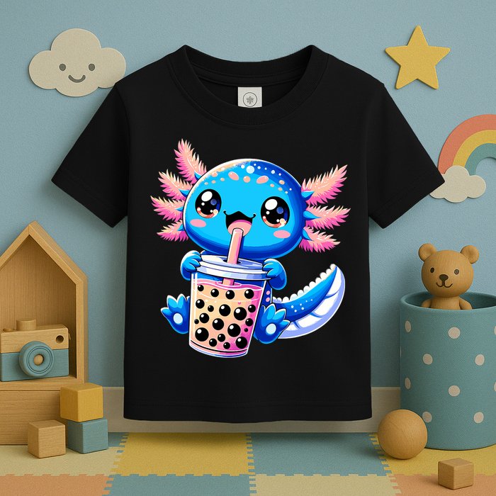 Axolotl Bubble Boba Tea Anime Cute Kawaii Blue Axolotl Toddler T-Shirt