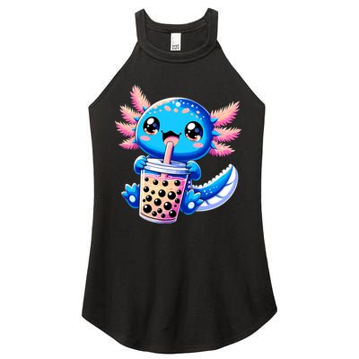 Axolotl Bubble Boba Tea Anime Cute Kawaii Blue Axolotl Women's Perfect Tri Rocker Tank