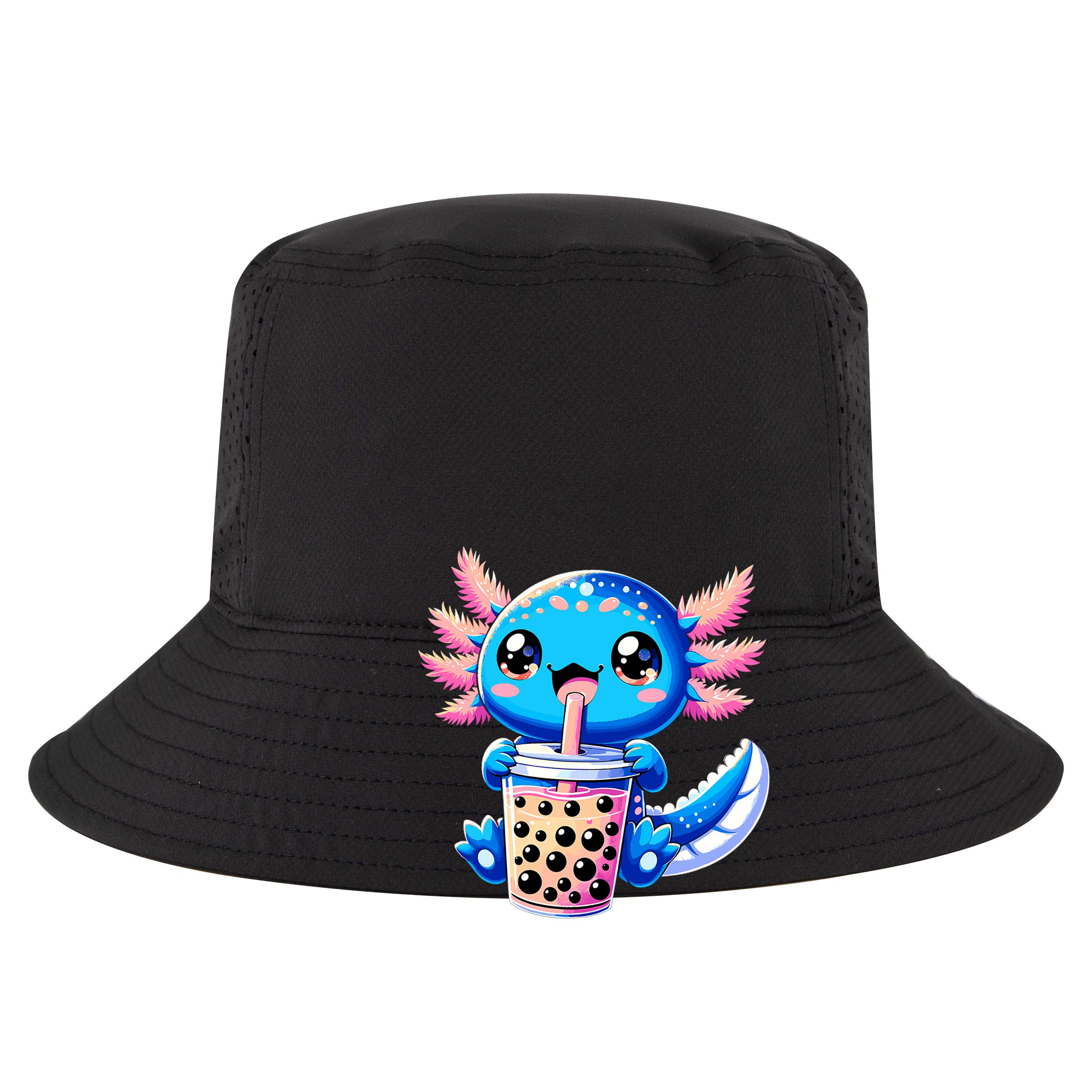 Axolotl Bubble Boba Tea Anime Cute Kawaii Blue Axolotl Zip Tote Bag
