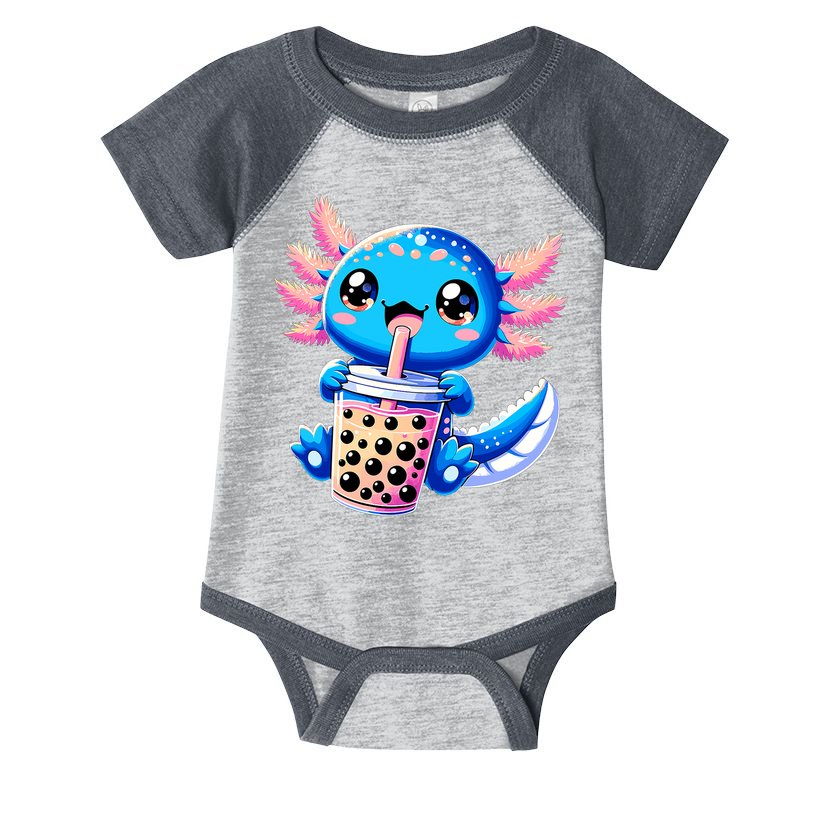 Axolotl Bubble Boba Tea Anime Cute Kawaii Blue Axolotl Infant Baby Jersey Bodysuit