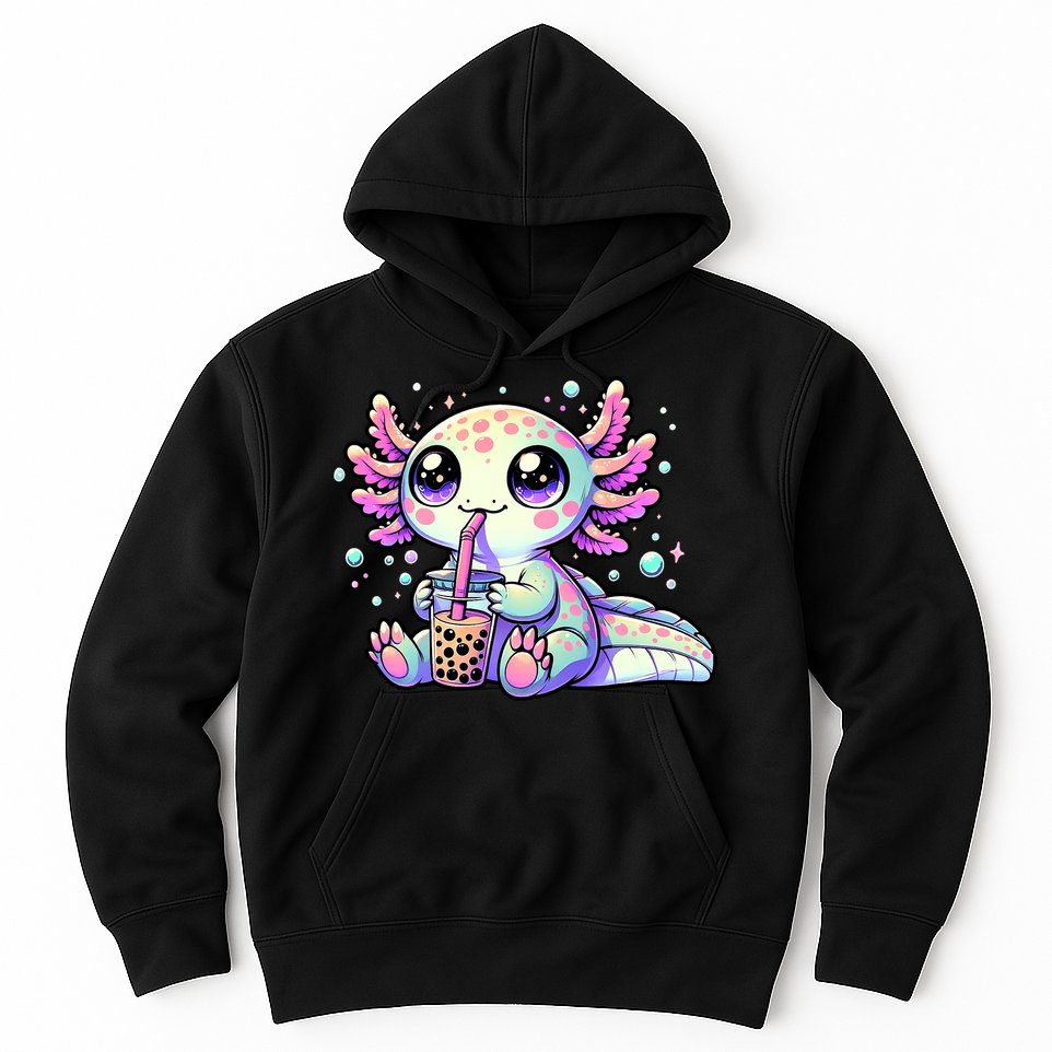Axolotl Bubble Boba Tea Kawaii Anime Gifts Women Hoodie