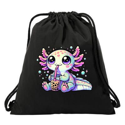 Axolotl Bubble Boba Tea Kawaii Anime Gifts Women Drawstring Bag
