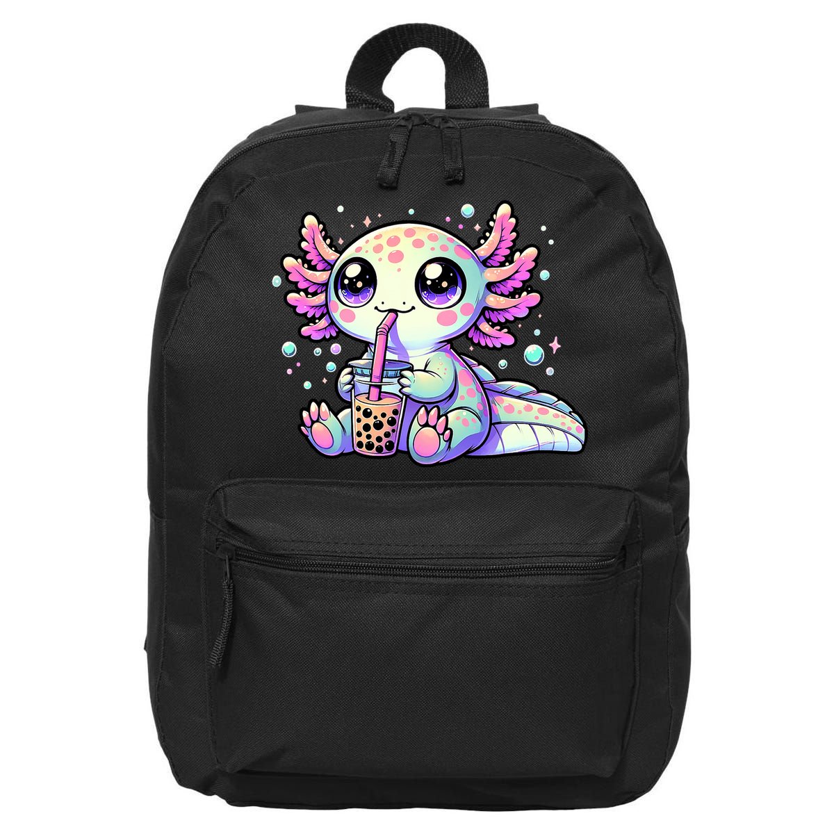 Axolotl Bubble Boba Tea Kawaii Anime Gifts Women 16 in Basic Backpack