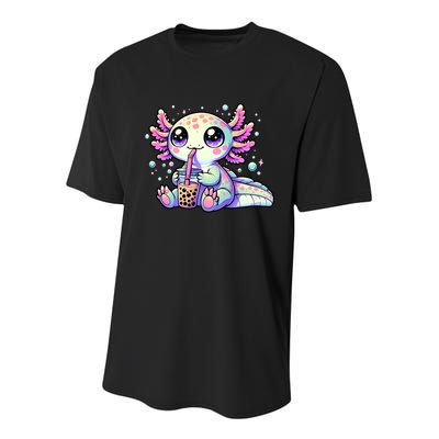 Axolotl Bubble Boba Tea Kawaii Anime Gifts Women Youth Performance Sprint T-Shirt