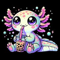 Axolotl Bubble Boba Tea Kawaii Anime Gifts Women Premium T-Shirt
