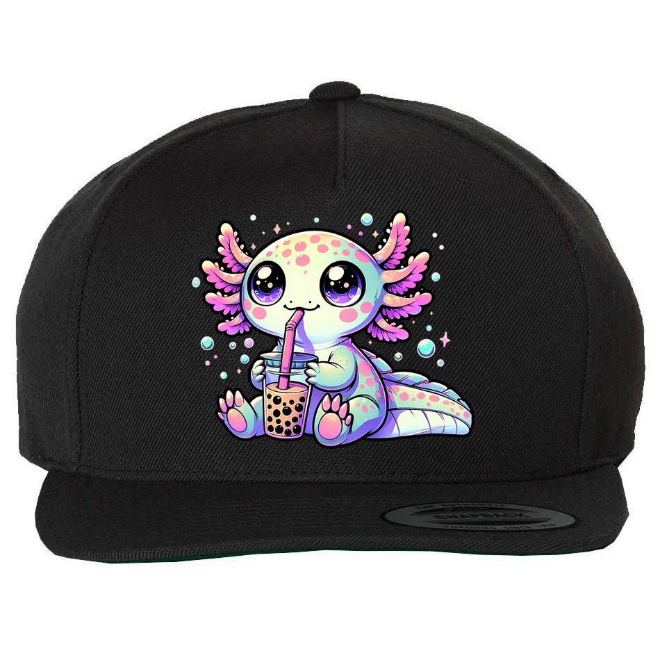 Axolotl Bubble Boba Tea Kawaii Anime Gifts Women Wool Snapback Cap