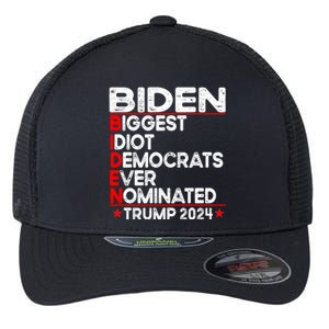 Anti Biden Biggest Idiot Democrats Ever Nominated Trump Flexfit Unipanel Trucker Cap