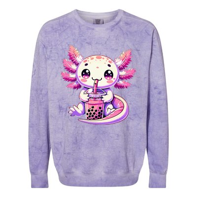 Axolotl Bubble Boba Tea Anime Cute Kawaii Axolotl Colorblast Crewneck Sweatshirt