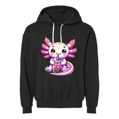 Axolotl Bubble Boba Tea Anime Cute Kawaii Axolotl Garment-Dyed Fleece Hoodie