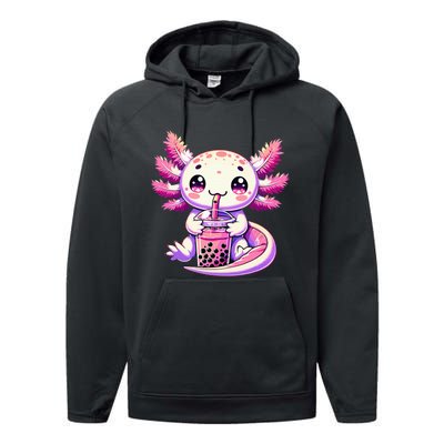 Axolotl Bubble Boba Tea Anime Cute Kawaii Axolotl Performance Fleece Hoodie