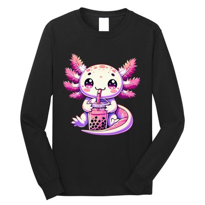 Axolotl Bubble Boba Tea Anime Cute Kawaii Axolotl Long Sleeve Shirt